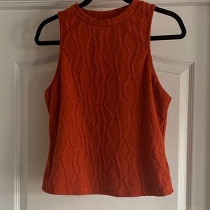 Sleeveless Textured Knit Tank Top - Orange